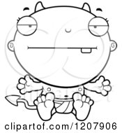 Cartoon Of A Black And White Bored Devil Infant Baby Royalty Free Vector Clipart by Cory Thoman