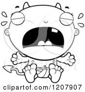 Cartoon Of A Black And White Crying Devil Infant Baby Royalty Free Vector Clipart by Cory Thoman