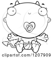 Cartoon Of A Black And White Devil Infant Baby With A Pacifier Royalty Free Vector Clipart by Cory Thoman