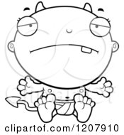 Cartoon Of A Black And White Depressed Devil Infant Baby Royalty Free Vector Clipart by Cory Thoman