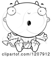 Cartoon Of A Black And White Surprised Devil Infant Baby Royalty Free Vector Clipart by Cory Thoman