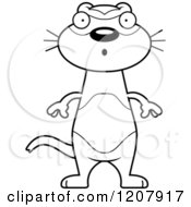 Cartoon Of A Black And White Surprised Skinny Ferret Royalty Free Vector Clipart