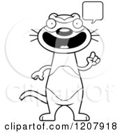 Cartoon Of A Black And White Talking Skinny Ferret Royalty Free Vector Clipart