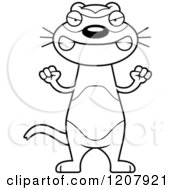 Cartoon Of A Black And White Mad Skinny Ferret Royalty Free Vector Clipart