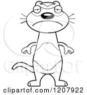 Cartoon Of A Black And White Depressed Skinny Ferret Royalty Free Vector Clipart
