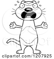 Cartoon Of A Black And White Screaming Skinny Ferret Royalty Free Vector Clipart