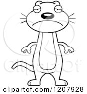 Cartoon Of A Black And White Depressed Skinny Weasel Royalty Free Vector Clipart