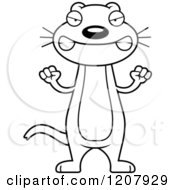 Cartoon Of A Black And White Mad Skinny Weasel Royalty Free Vector Clipart