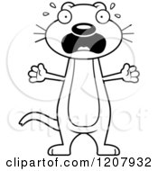 Cartoon Of A Black And White Screaming Skinny Weasel Royalty Free Vector Clipart