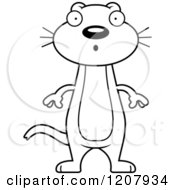 Cartoon Of A Black And White Surprised Skinny Weasel Royalty Free Vector Clipart