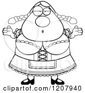 Poster, Art Print Of Black And White Careless Shrugging Chubby Oktoberfest German Woman