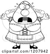 Poster, Art Print Of Black And White Scared Chubby Oktoberfest German Woman