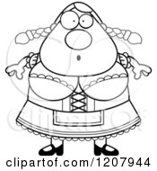 Cartoon Of A Black And White Surprised Chubby Oktoberfest German Woman Royalty Free Vector Clipart