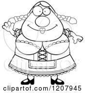 Poster, Art Print Of Black And White Waving Chubby Oktoberfest German Woman