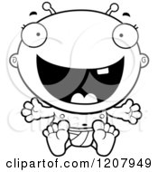 Cartoon Of A Black And White Laughing Alien Infant Baby Royalty Free Vector Clipart by Cory Thoman