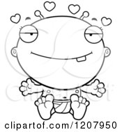 Cartoon Of A Black And White Loving Alien Infant Baby Royalty Free Vector Clipart by Cory Thoman
