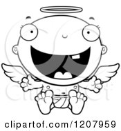 Poster, Art Print Of Black And White Happy Baby Infant Angel
