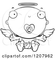 Poster, Art Print Of Black And White Baby Infant Angel With A Pacifier