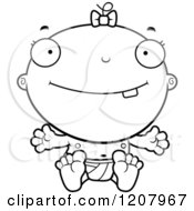Cartoon Of A Black And White Happy Baby Infant Girl Royalty Free Vector Clipart