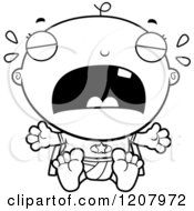 Cartoon Of A Black And White Crying Super Infant Baby Boy Royalty Free Vector Clipart by Cory Thoman