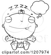 Cartoon Of A Black And White Dreaming Baby Infant Black Girl Royalty Free Vector Clipart