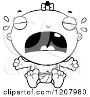 Cartoon Of A Black And White Crying Baby Infant Black Girl Royalty Free Vector Clipart
