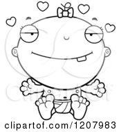 Cartoon Of A Black And White Loving Baby Infant Girl Royalty Free Vector Clipart