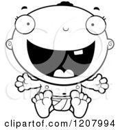 Cartoon Of A Black And White Happy Black Baby Boy Royalty Free Vector Clipart by Cory Thoman