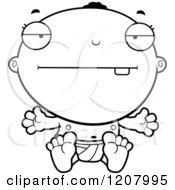 Cartoon Of A Black And White Bored Black Baby Boy Royalty Free Vector Clipart
