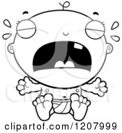 Cartoon Of A Black And White Crying Baby Boy Infant Royalty Free Vector Clipart