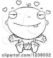 Cartoon Of A Black And White Loving Baby Boy Infant Royalty Free Vector Clipart