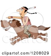 Poster, Art Print Of Native American Man Pointing And Riding On A Horse