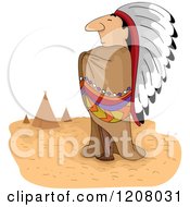Poster, Art Print Of Native American Man Chief And Tipis