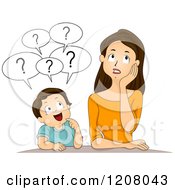 Poster, Art Print Of Brunette Caucasian Mother And Her Son Asking A Lot Of Questions