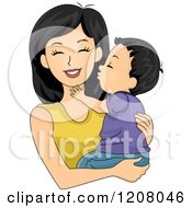 Poster, Art Print Of Happy Mother Receiving A Kiss From Her Baby Boy