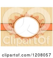 Cartoon Of A Vintage Baroque Frame Over Orange With Stripes Royalty Free Vector Clipart