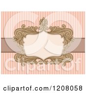 Cartoon Of A Vintage Baroque Frame Over Pastel Pink Stripes Royalty Free Vector Clipart