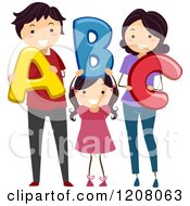 Poster, Art Print Of Happy Family Holding Abc Letters