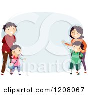 Cartoon Of A Happy Family With Text Space Royalty Free Vector Clipart