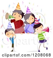 Poster, Art Print Of Happy Birthday Party Family With A Sign