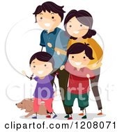 Poster, Art Print Of Happy Family Waving With Their Dog