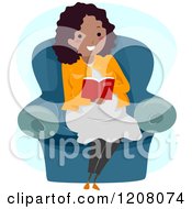 Poster, Art Print Of Happy Black Pregnant Woman Reading In A Chair