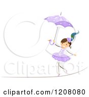 Circus Girl Walking A Tight Rope With An Umbrella