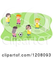 Poster, Art Print Of Diverse Group Of Girls Playing Soccer