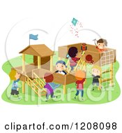 Poster, Art Print Of Playground With Happy Diverse Boys