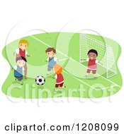 Poster, Art Print Of Group Of Happy Diverse Boys Playing Soccer
