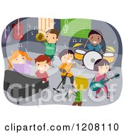 Poster, Art Print Of Group Of Diverse Children Playing Instruments In A Room