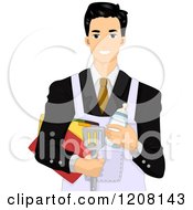 Handsome Businessman Wearing An Apron Over A Suit