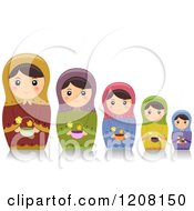 Poster, Art Print Of Row Of Matryoshka Nesting Dolls With Flowers