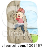 Happy Man Rock Climbing
